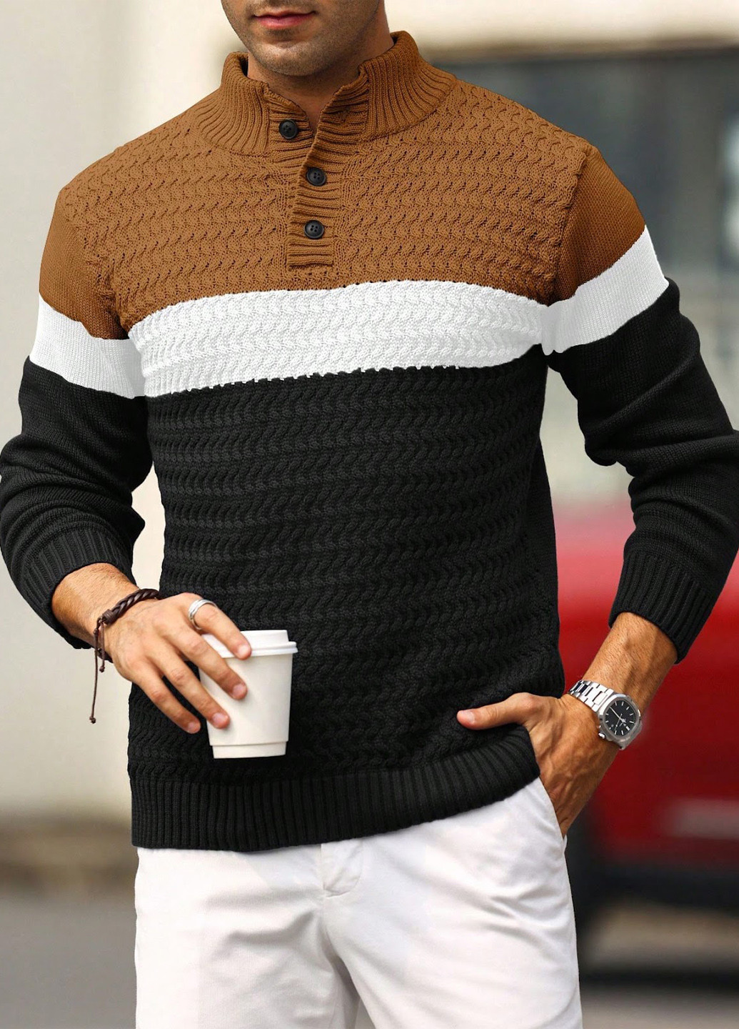 Комбінований зимовий светр SHEIN