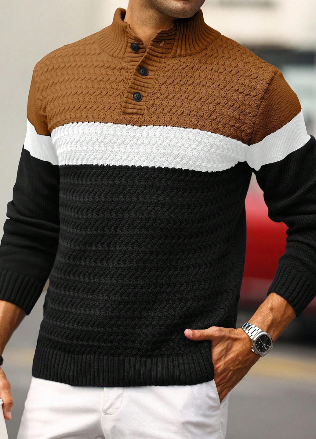 Комбінований зимовий светр SHEIN