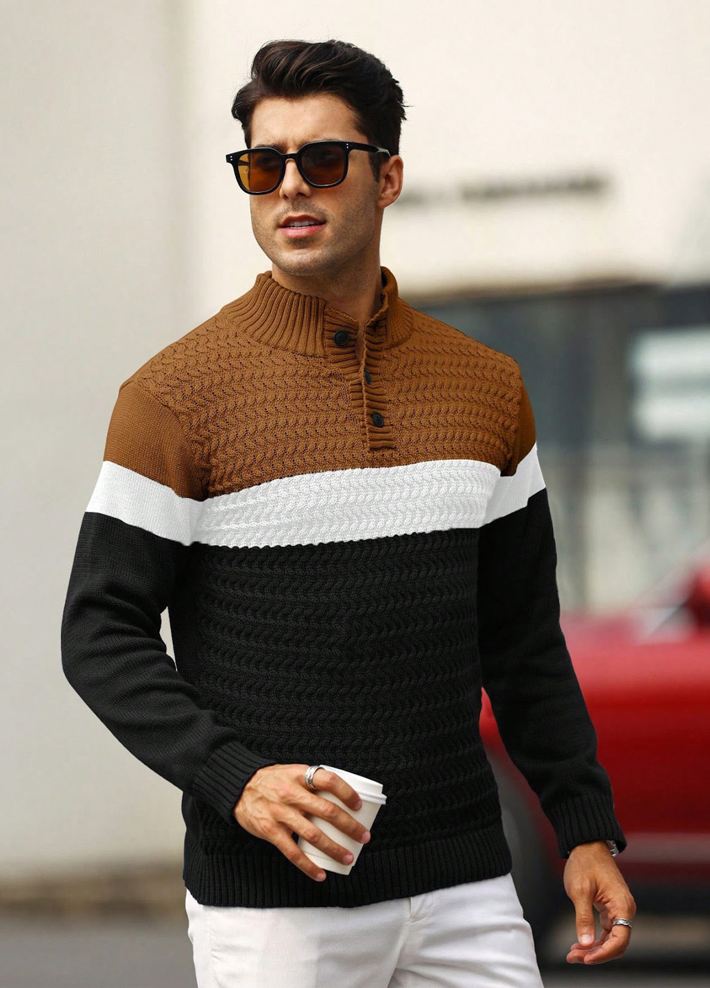 Комбінований зимовий светр SHEIN