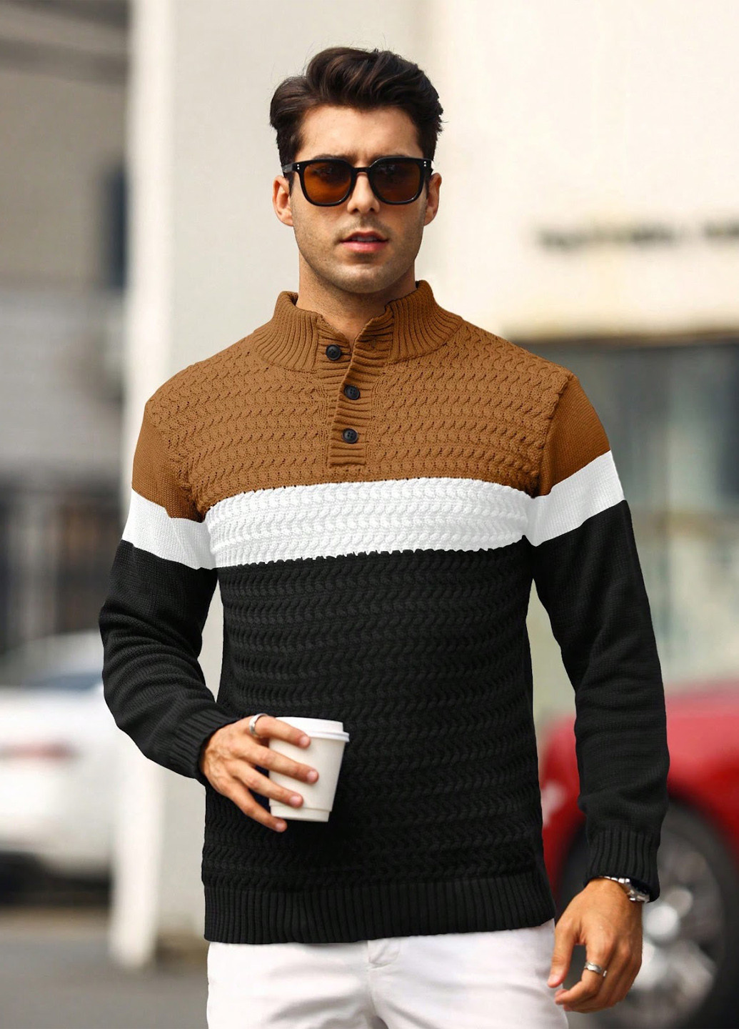 Комбінований зимовий светр SHEIN