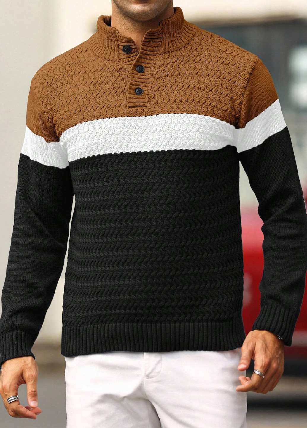 Комбінований зимовий светр SHEIN