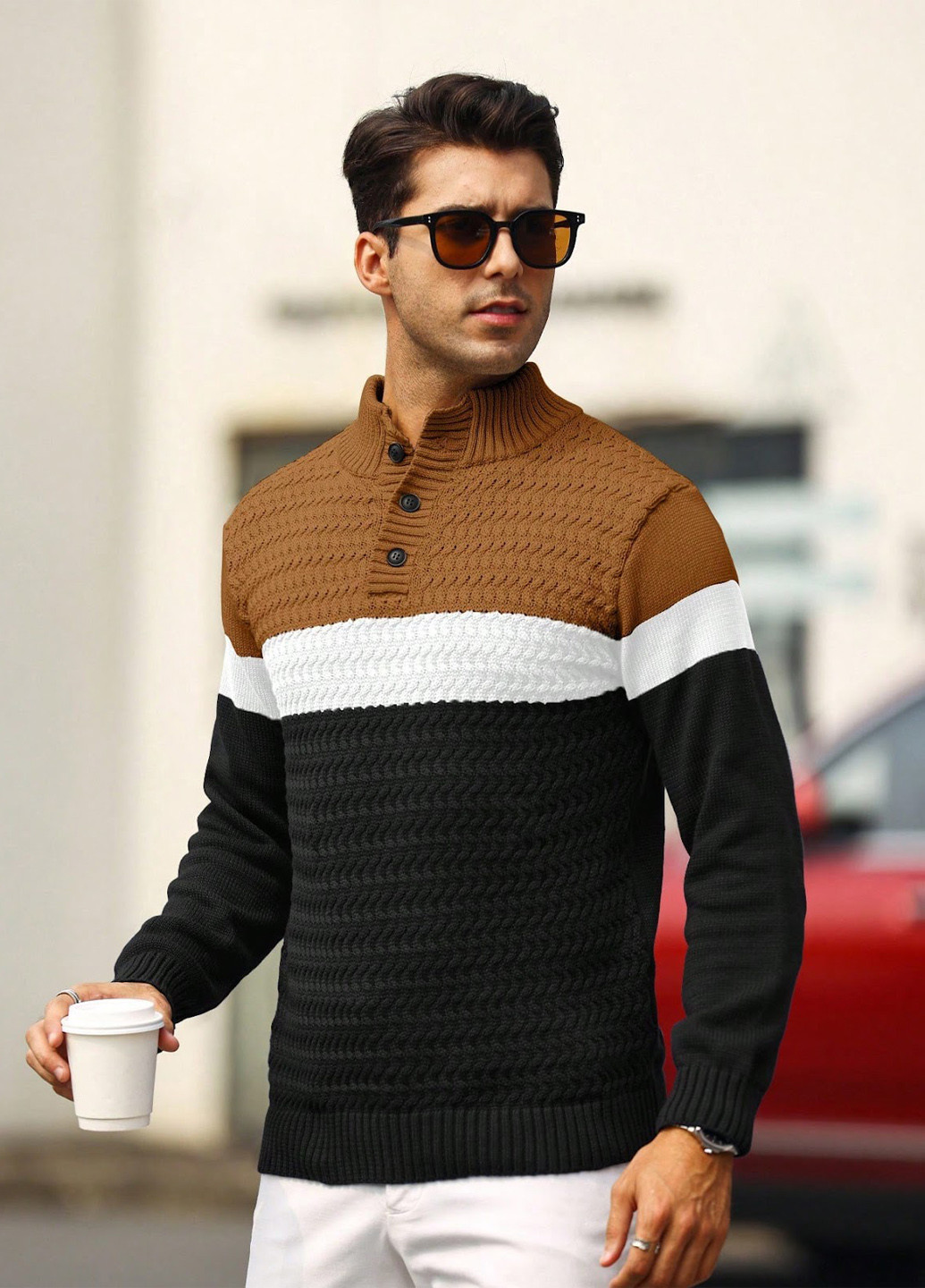 Комбінований зимовий светр SHEIN