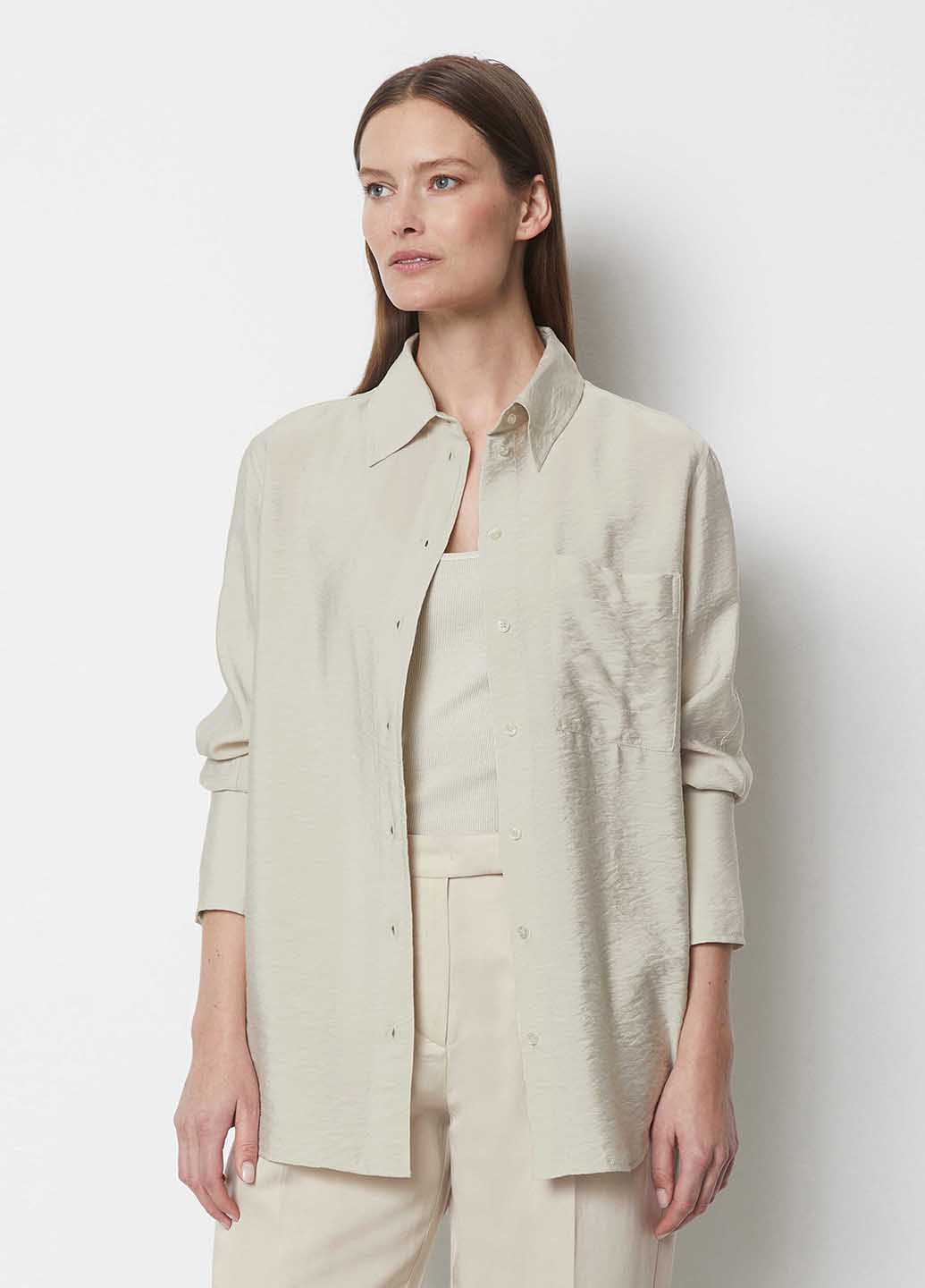 Серо-бежевая кэжуал рубашка однотонная Marc O'Polo