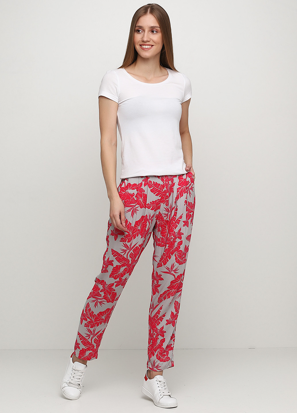 Розовые кэжуал летние зауженные брюки H&M
