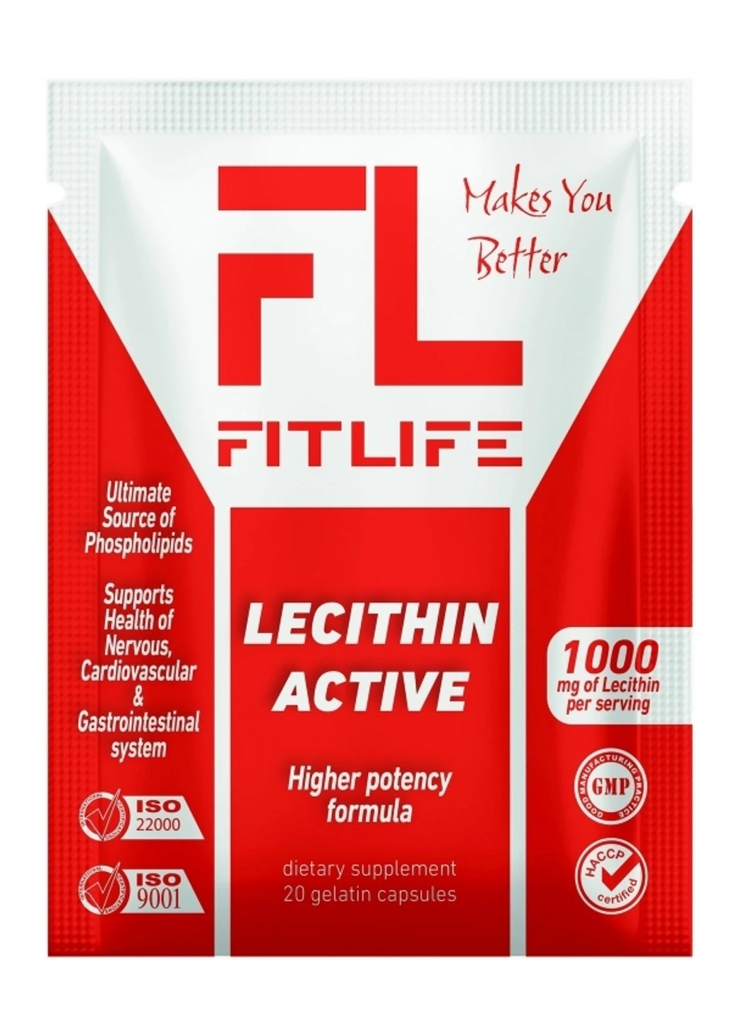 Лецитин Lecithin Active 20 капсул FitLife (255409554)