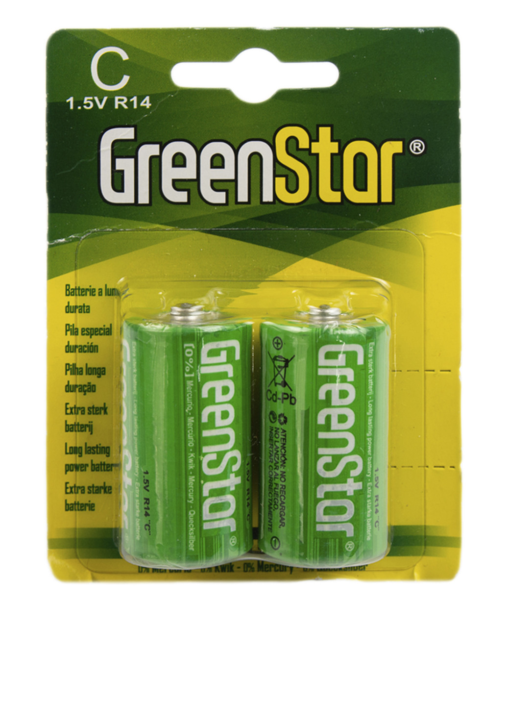 Батарейки (2 шт.), 1,5V Green Star зелені