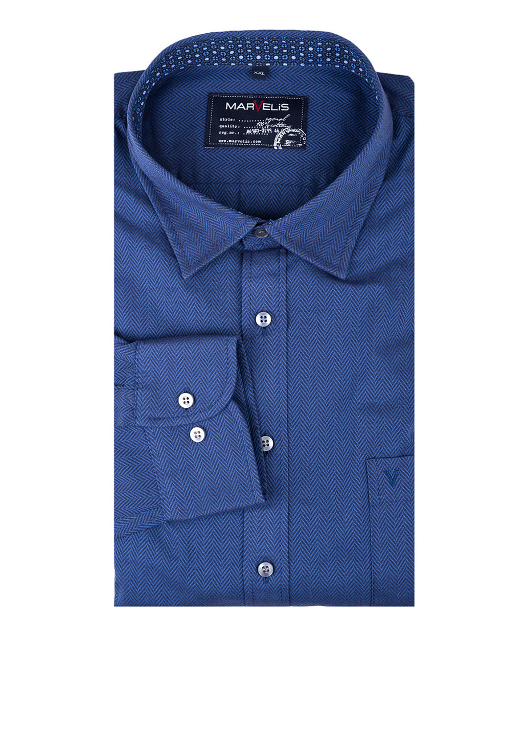Синяя кэжуал рубашка с геометрическим узором MARVELIS