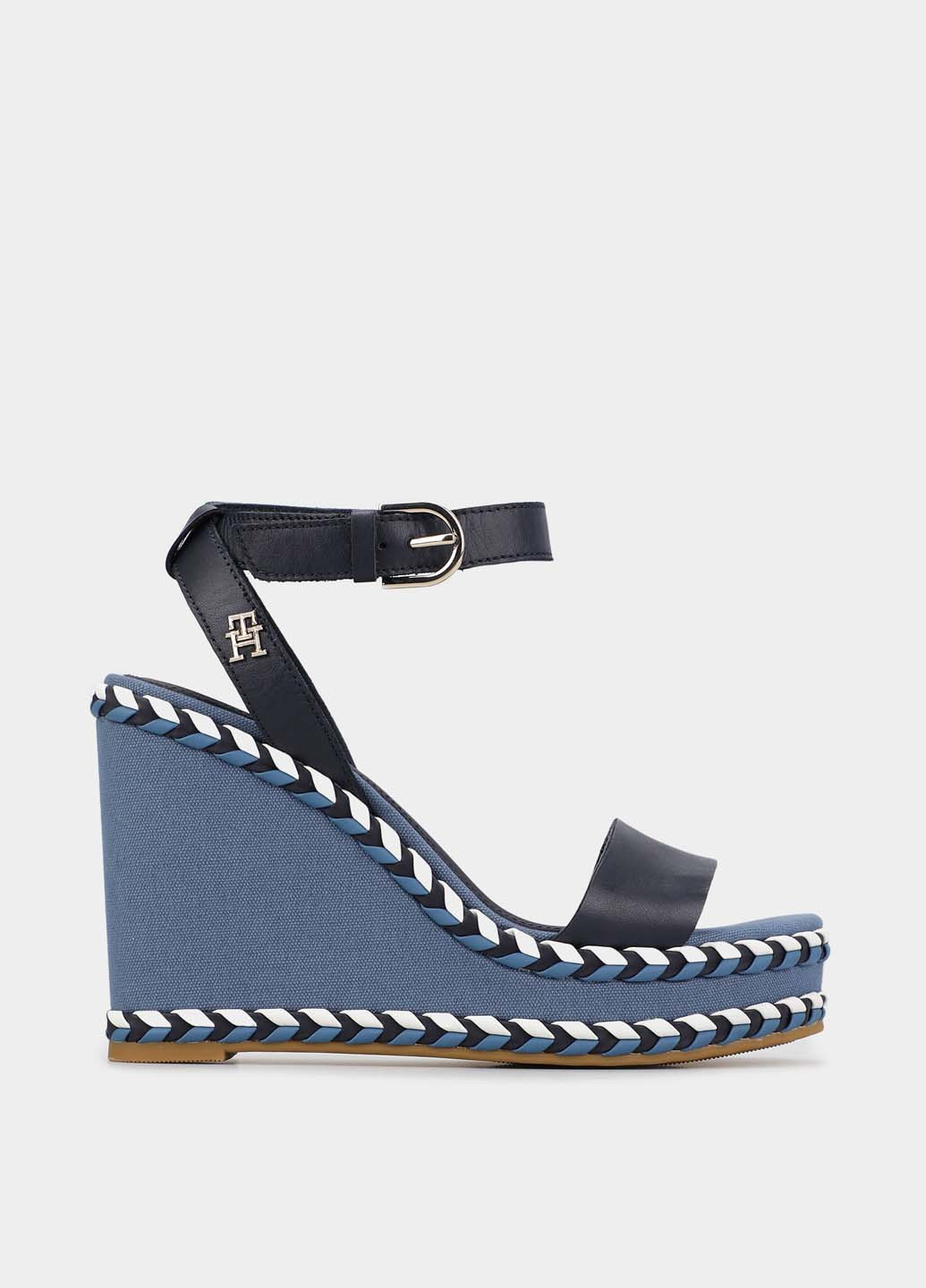 Синие босоножки Tommy Hilfiger с ремешком с логотипом, плетение
