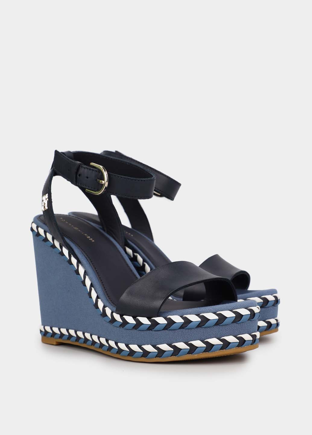 Синие босоножки Tommy Hilfiger с ремешком с логотипом, плетение