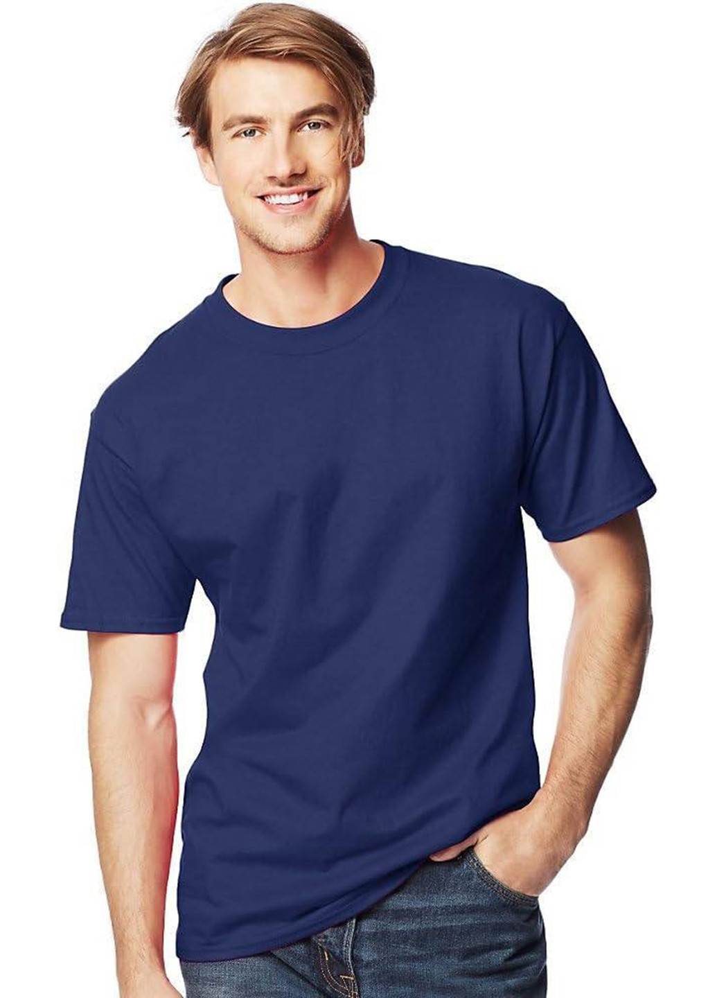 Темно-синяя футболка Hanes