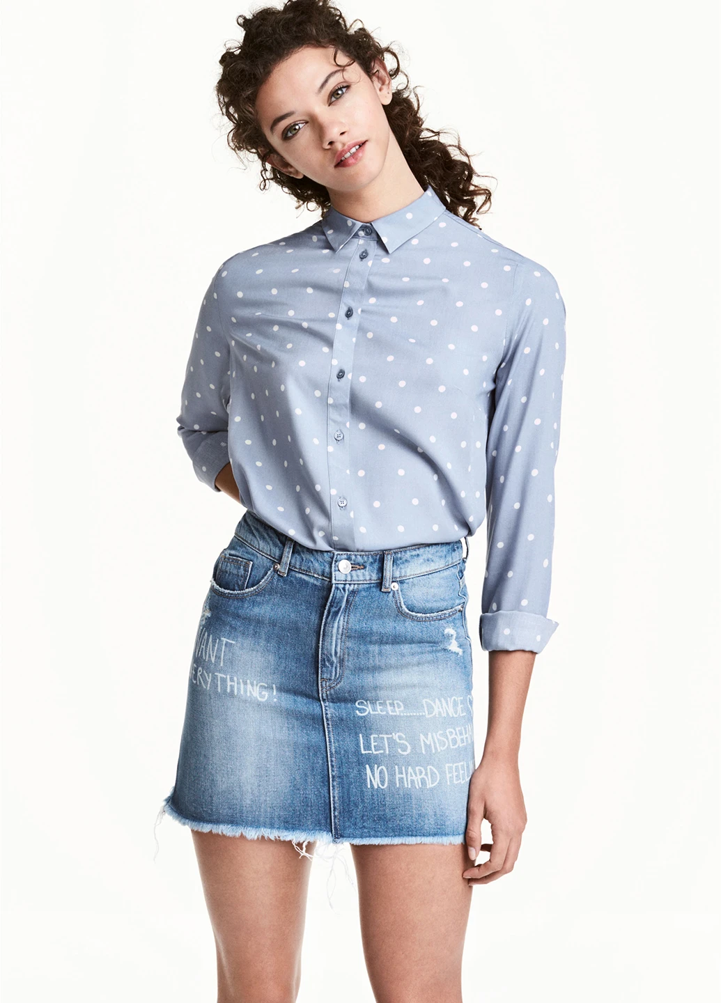 Голубая джинсовая однотонная юбка H&M мини