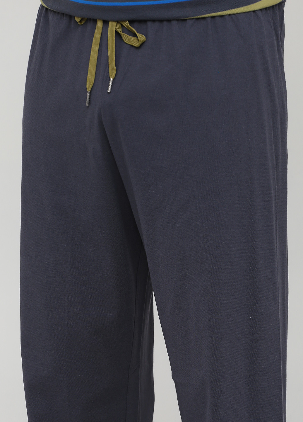 Пижама (лонгслив, брюки) Calida лонгслив + брюки полоска графитовая домашняя трикотаж, хлопок