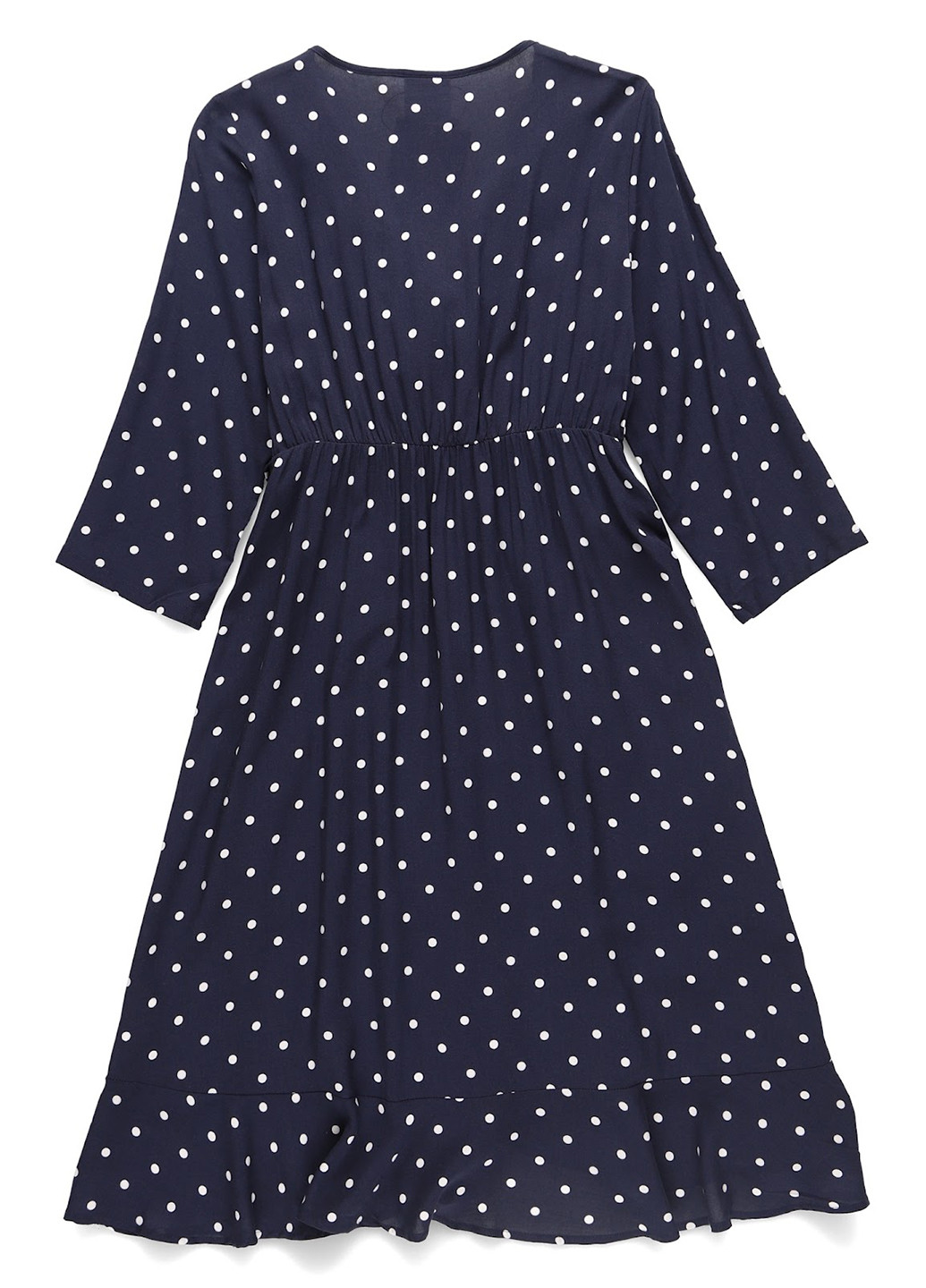 Темно-синее кэжуал платье клеш, на запах Mamalicious в горошек