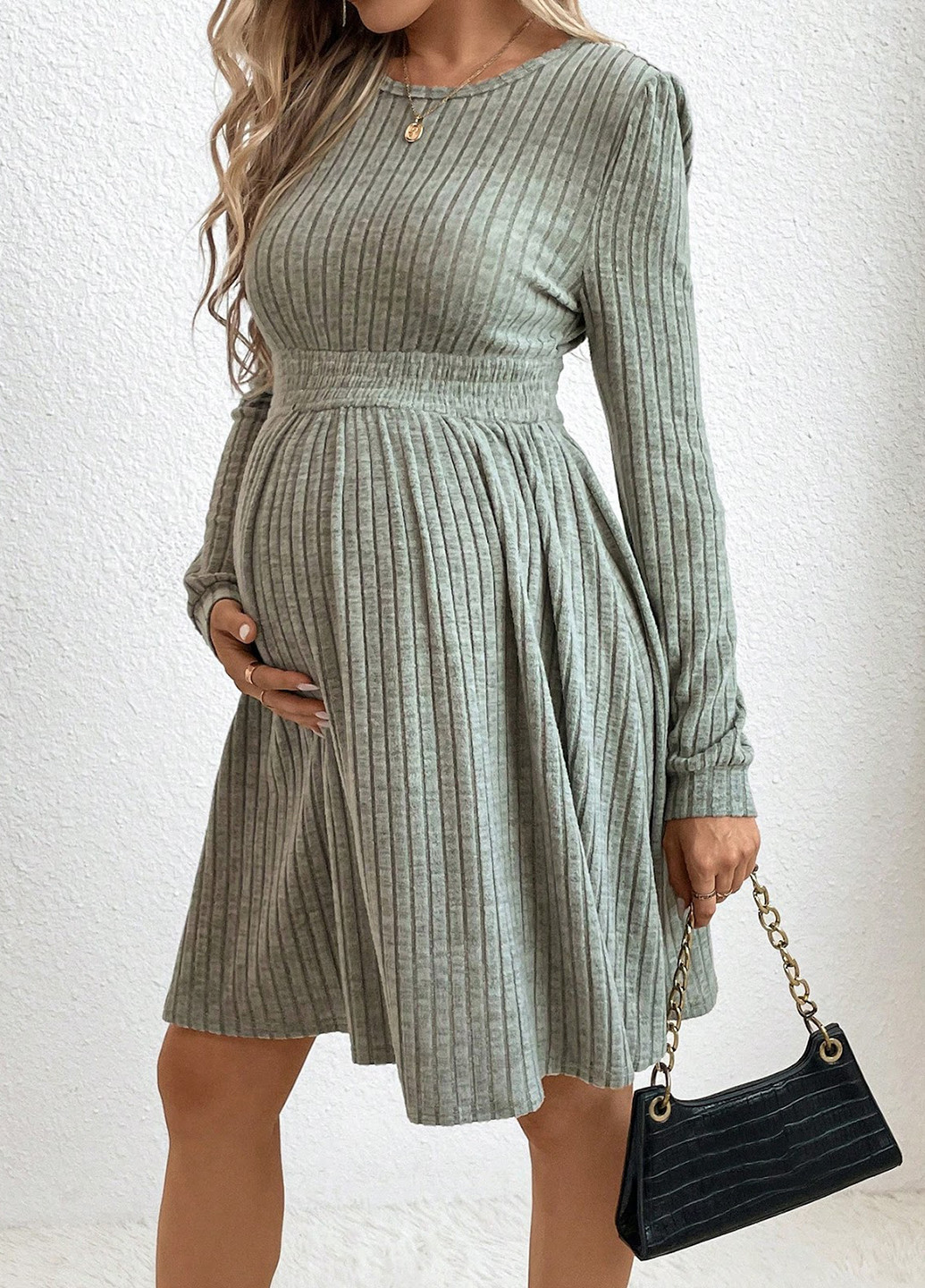 Зеленое кэжуал платье для беременных SHEIN однотонное