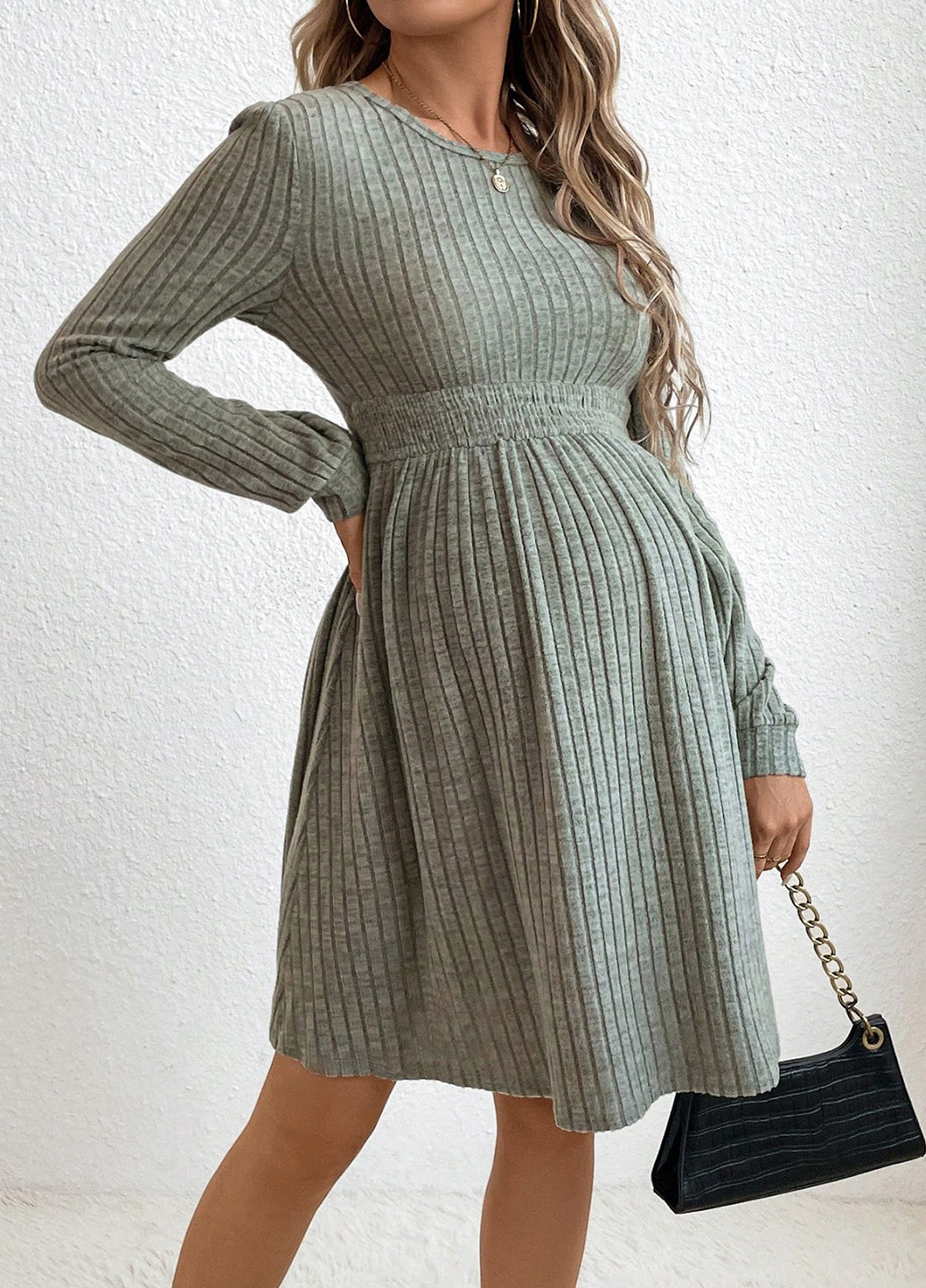 Зеленое кэжуал платье для беременных SHEIN однотонное
