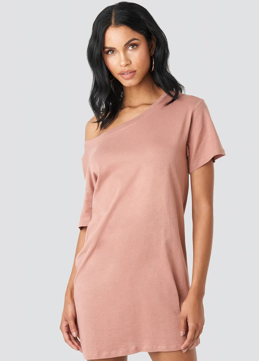 Розовое кэжуал платье NA-KD однотонное