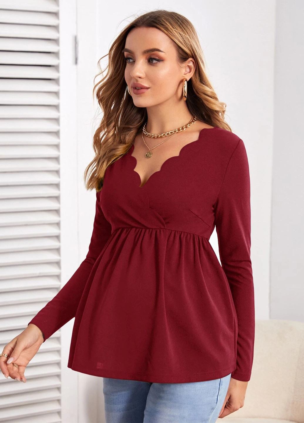 Бордова блуза для вагітних SHEIN