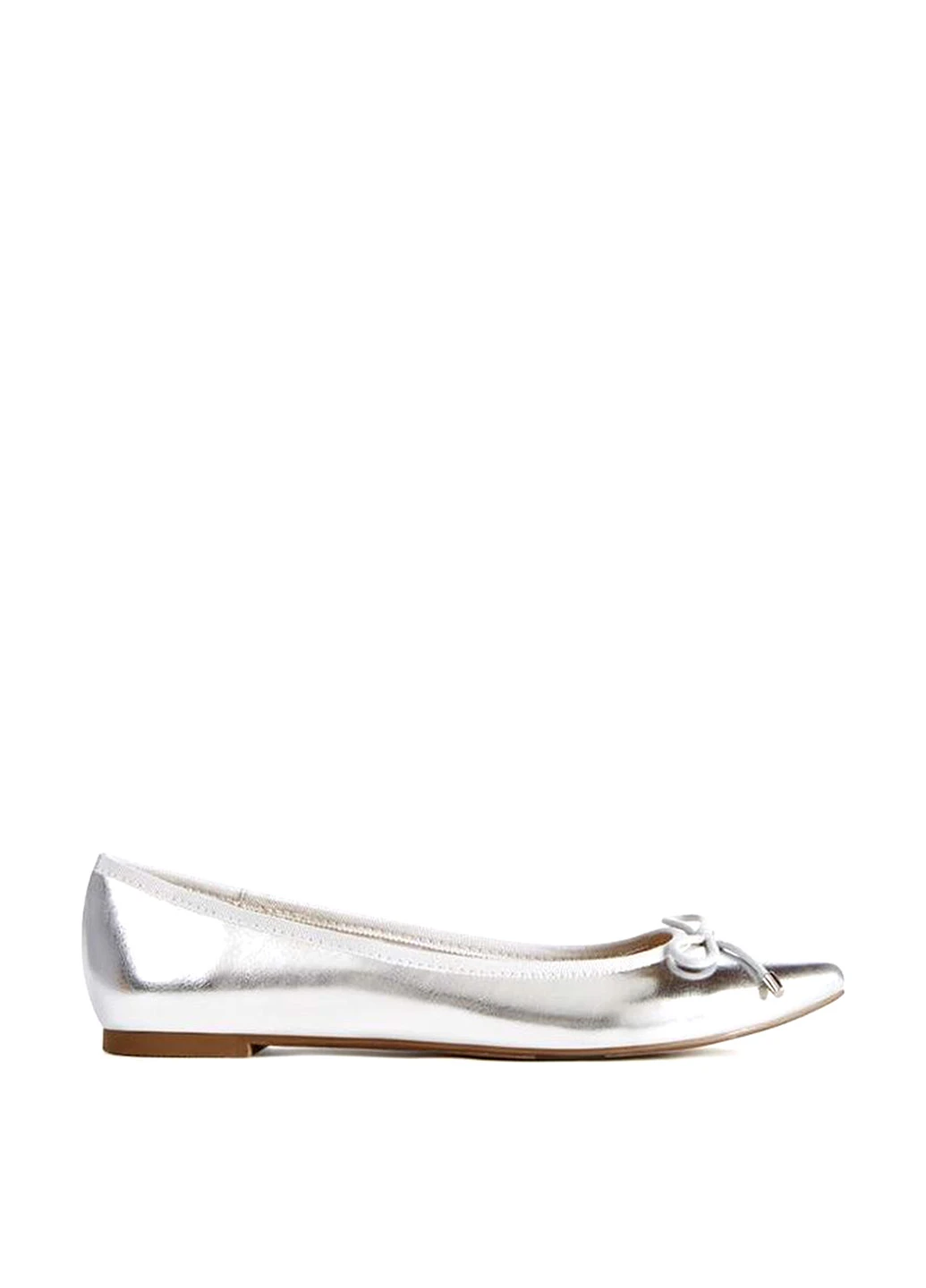 Женские балетки JustFab | серебристые однотонные бант искусственная кожа (22189209)
