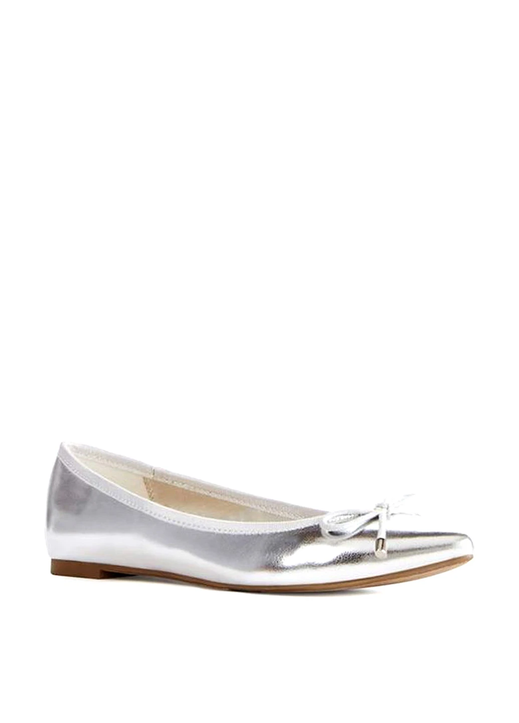Женские балетки JustFab | серебристые однотонные бант искусственная кожа (22189209)