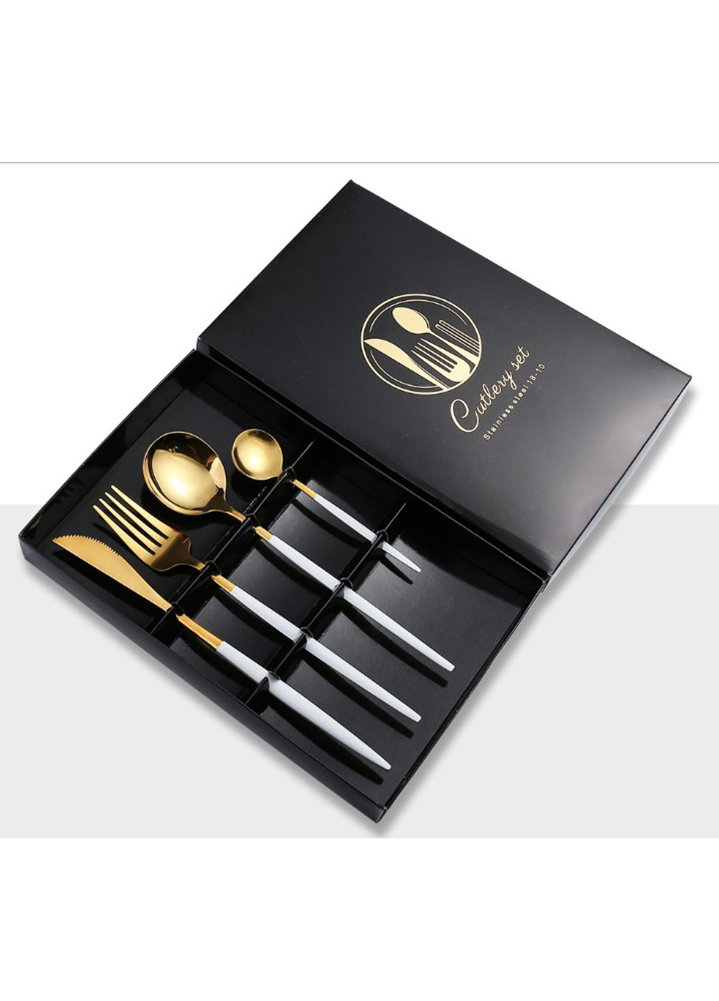 Набір столових приладів 8393 4 золотисті предмети з білим Power (254454552)