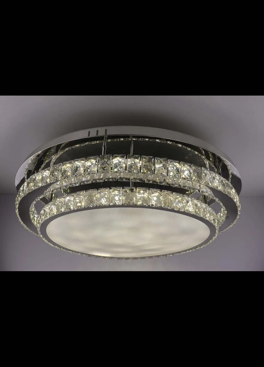 Люстра стельова кришталева LED з пультом C1875 / 800-ch Хром 18х80х80 см. Handmade (234540066)