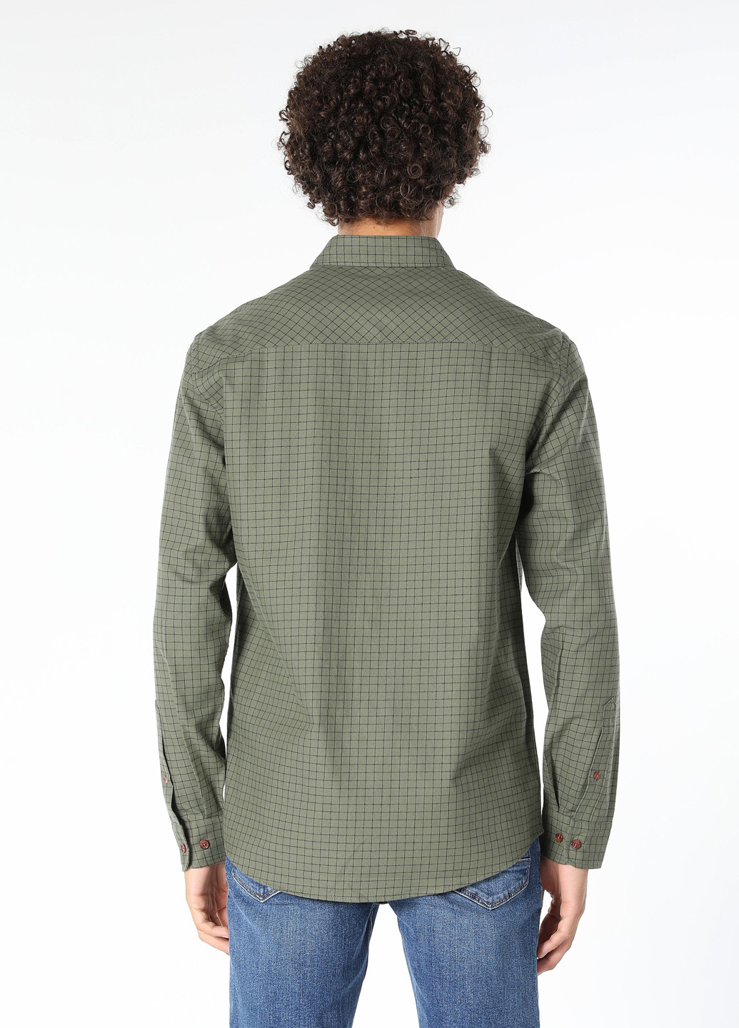 Оливковковая (хаки) кэжуал рубашка в клетку Colin's