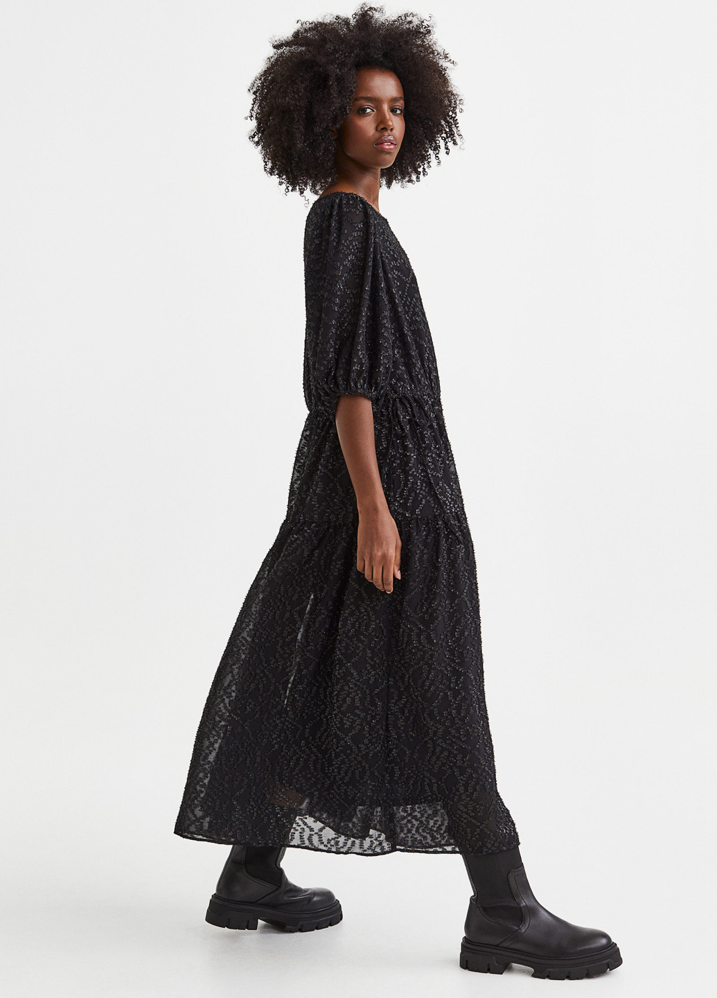 Чорна кежуал сукня оверсайз H&M меланжева