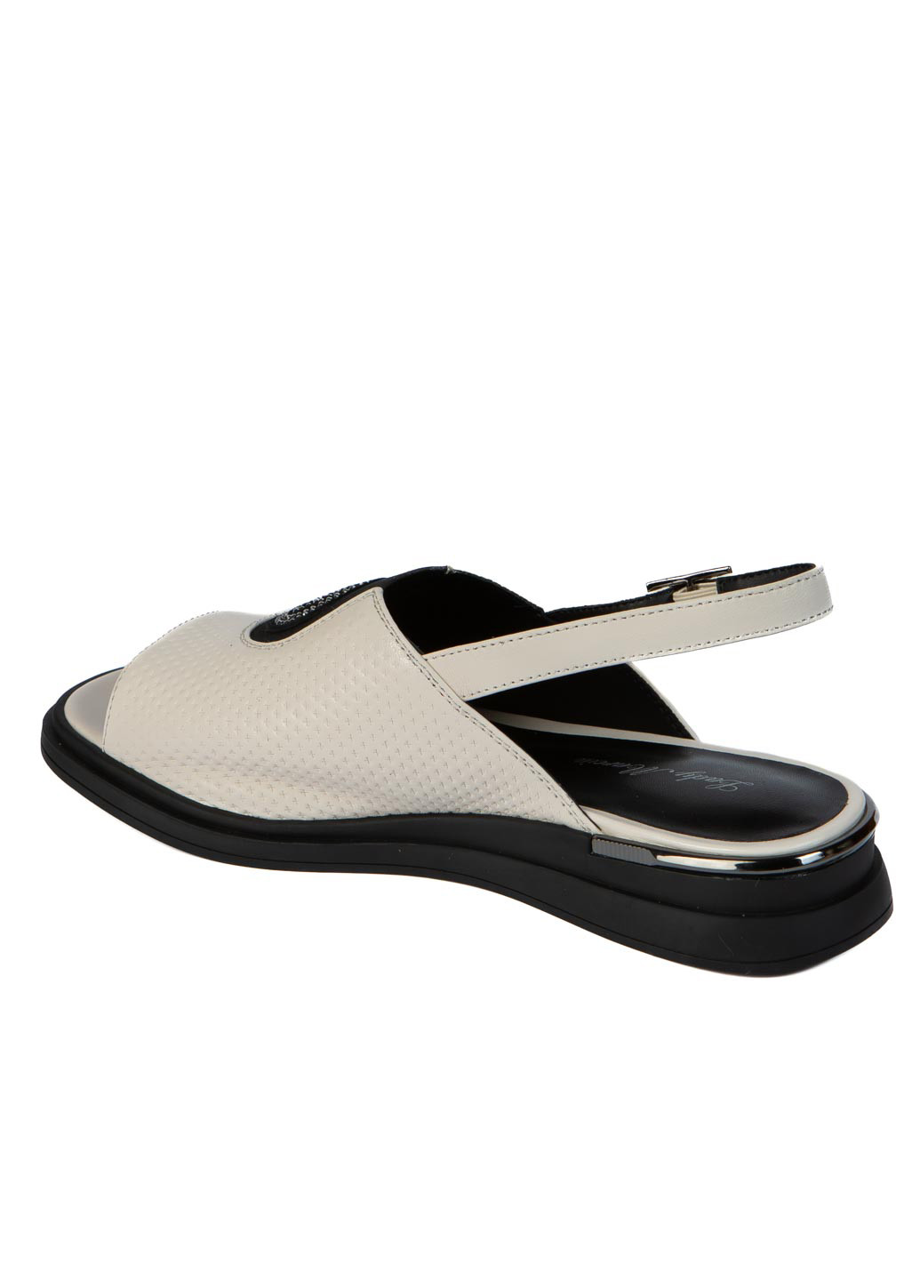 Молочные босоножки LEDY MARCIA с ремешком со стразами, с перфорацией