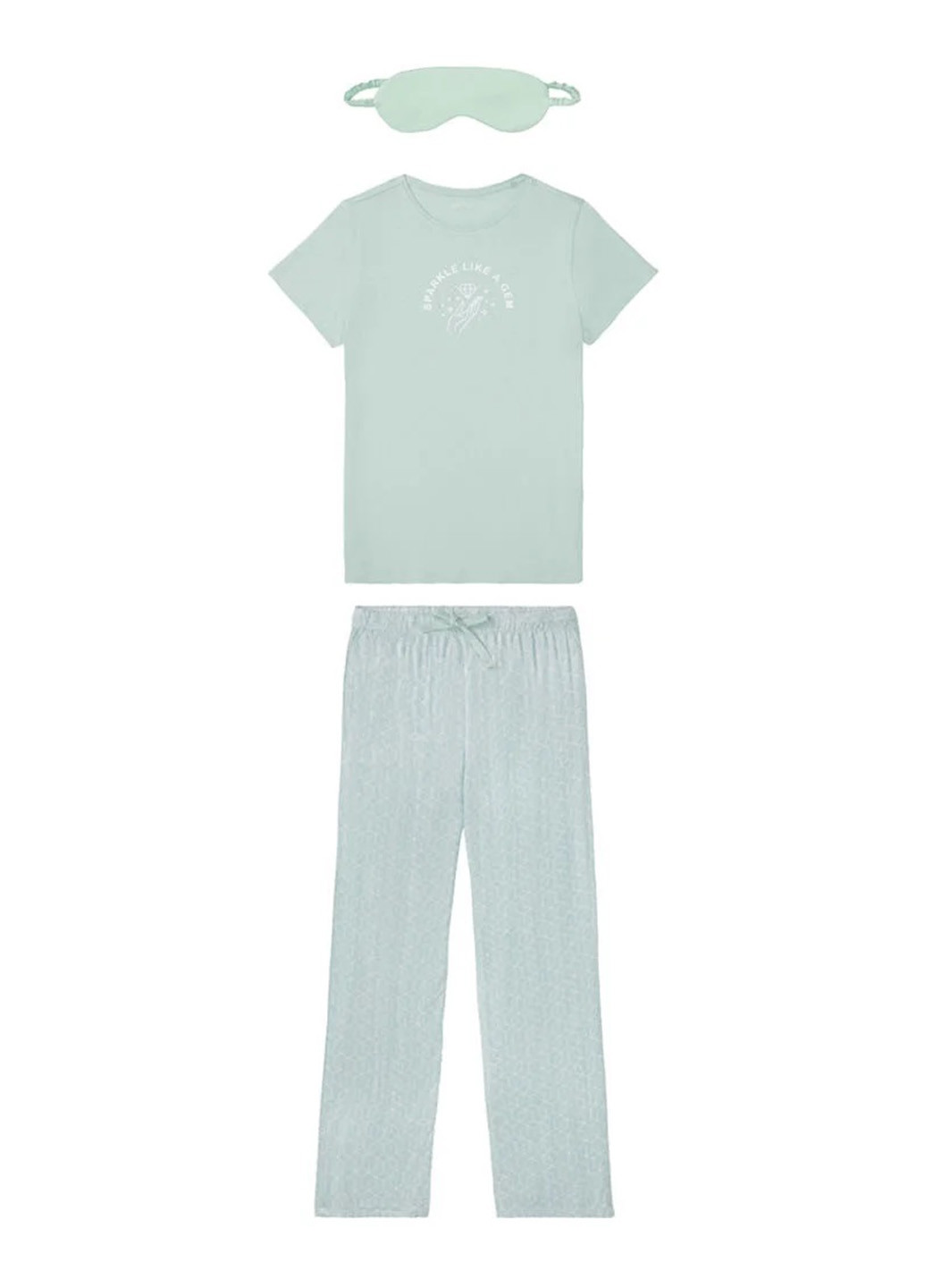 Мятная всесезон пижама (футболка, брюки, маска для сна) футболка + брюки Esmara
