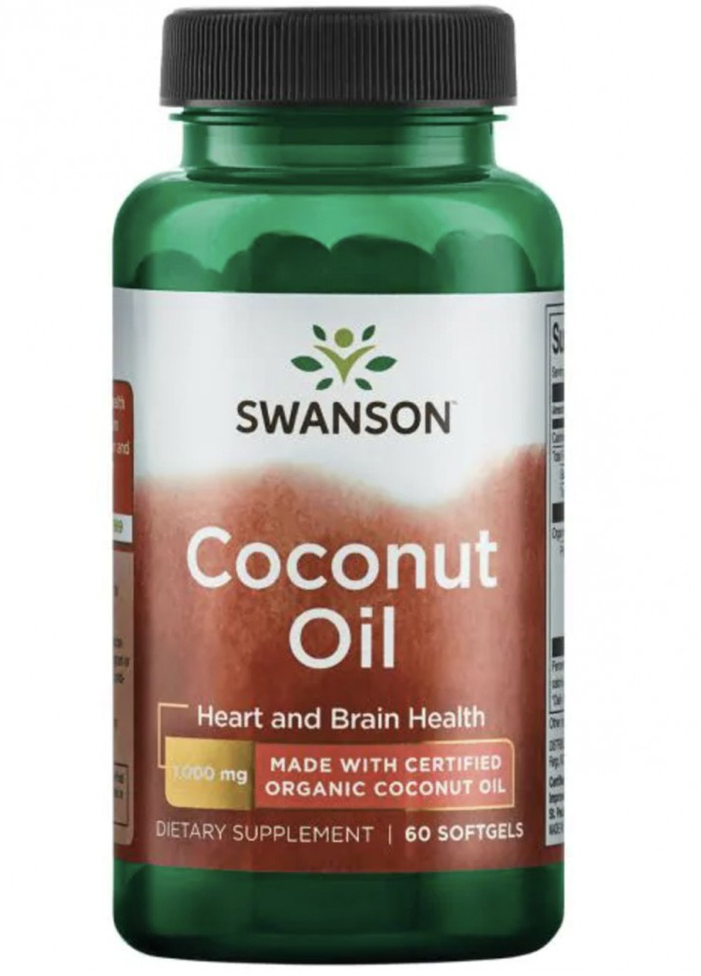 Кокосова олыя Coconut Oil 1000mg 60 soft Swanson (232599675)