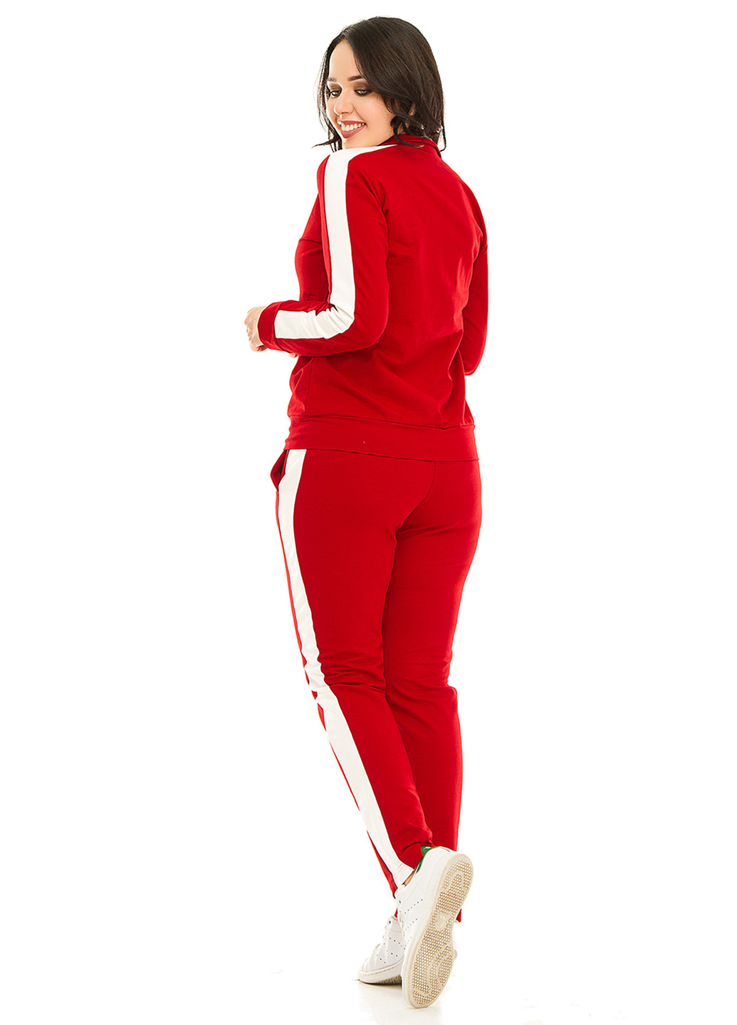 Костюм (толстовка, брюки) Lady Style однотонный красный спортивный
