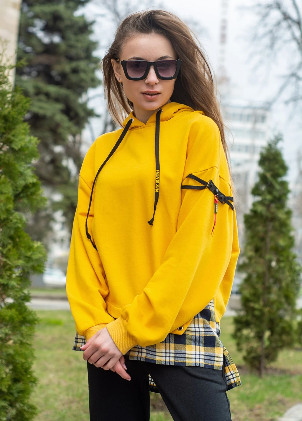 Худи oversize жіноче жовте "SPIDER" InRed (248407709)