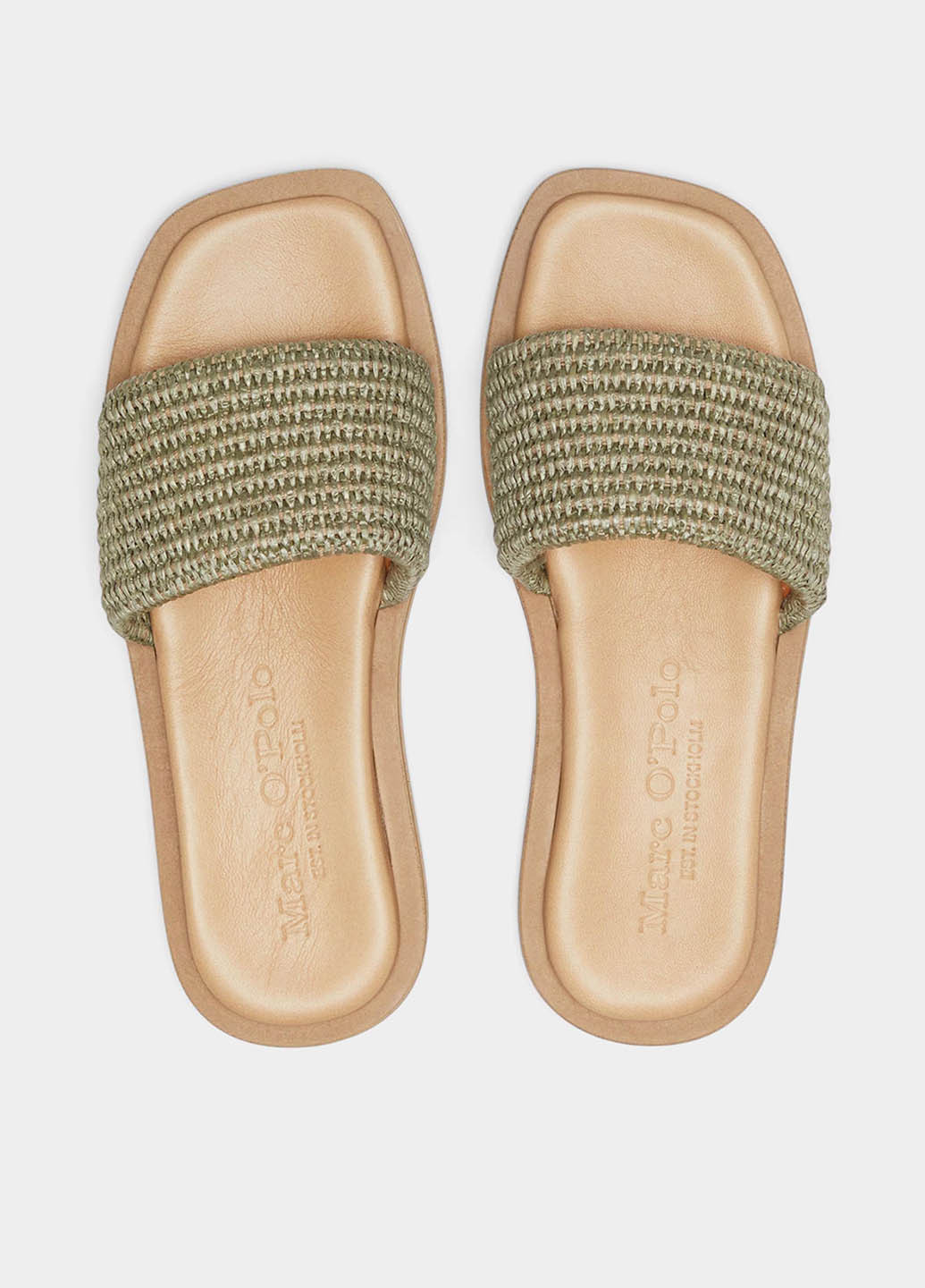 Серо-зеленые шлепанцы Marc O'Polo плетение