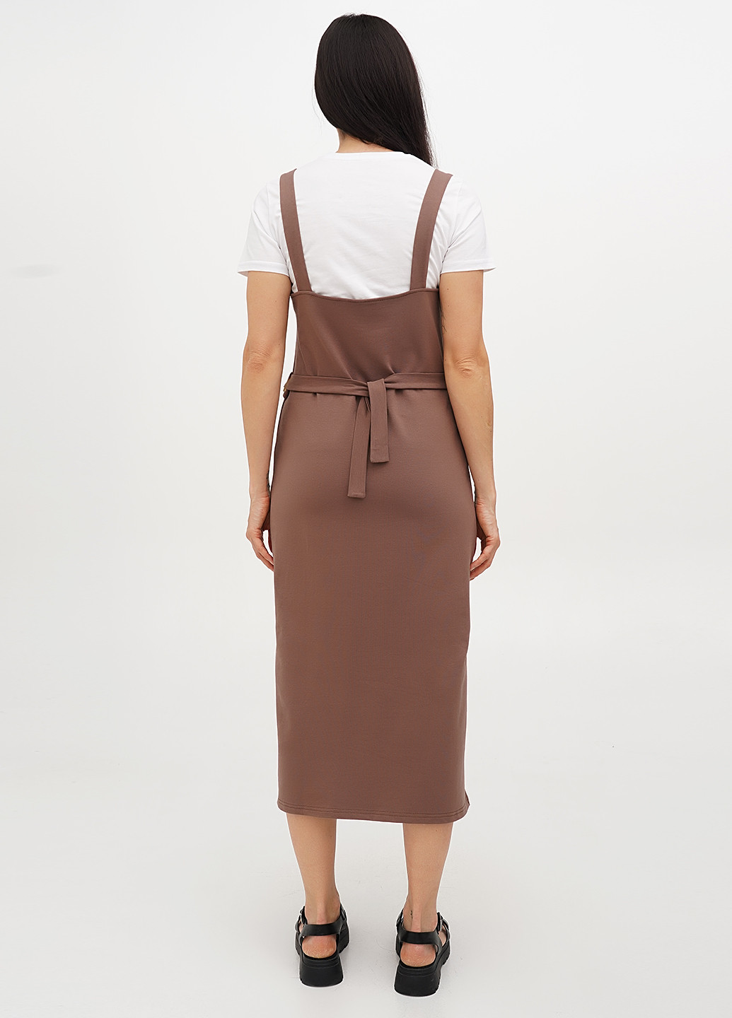 Коричневый демисезонный комплект (футболка, сарафан) Malta