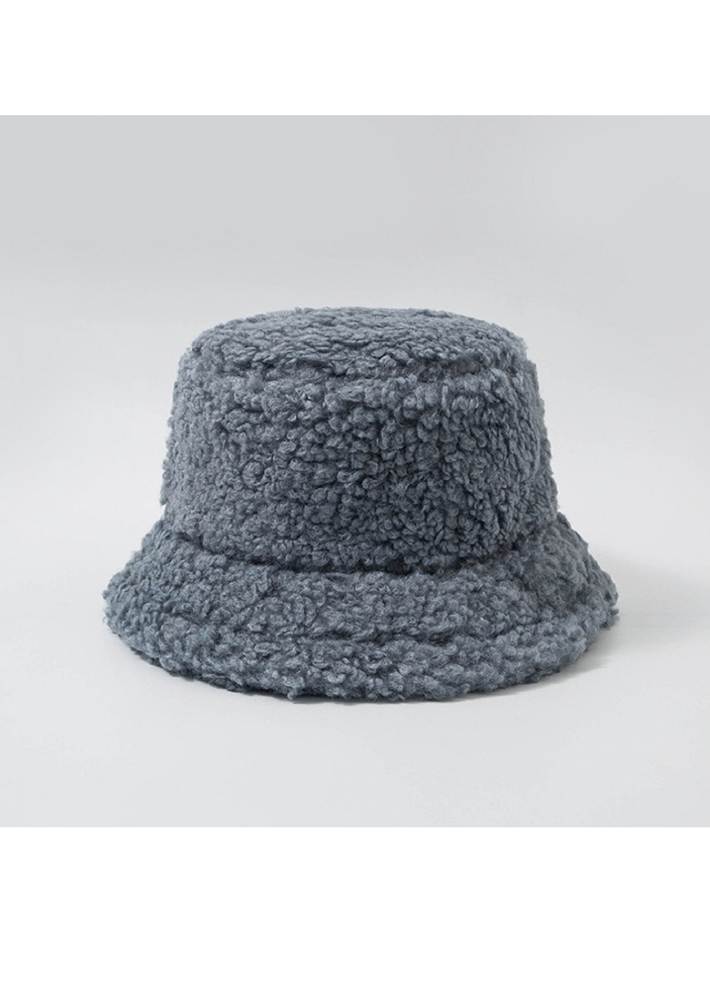 Жіноча хутрова зимова шапка панама тепла плюшева пухнаста Тедді баранчик каракуль Сірий NoName Панама (250515523)