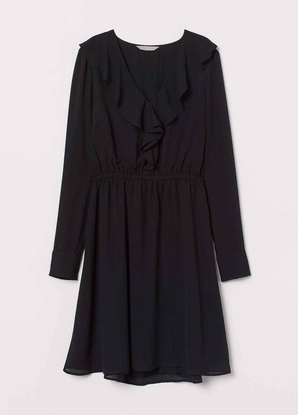 Черное кэжуал платье с юбкой-солнце H&M однотонное