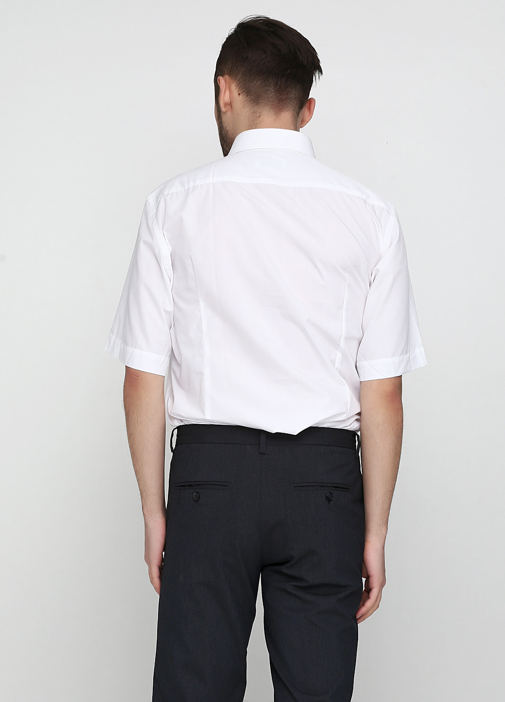 Белая классическая рубашка однотонная Romano Botta с коротким рукавом