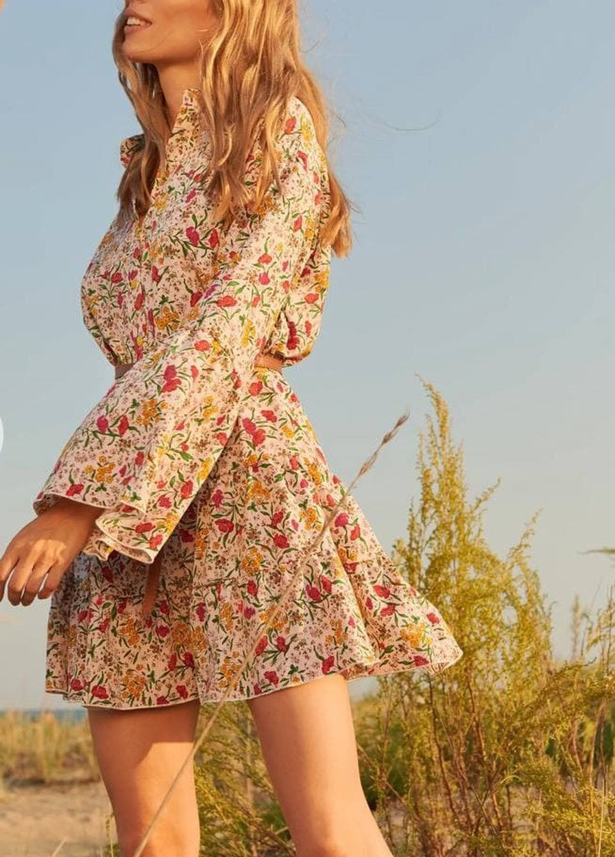 Комбінована кежуал яскрава літня сукня Hand Made з квітковим принтом