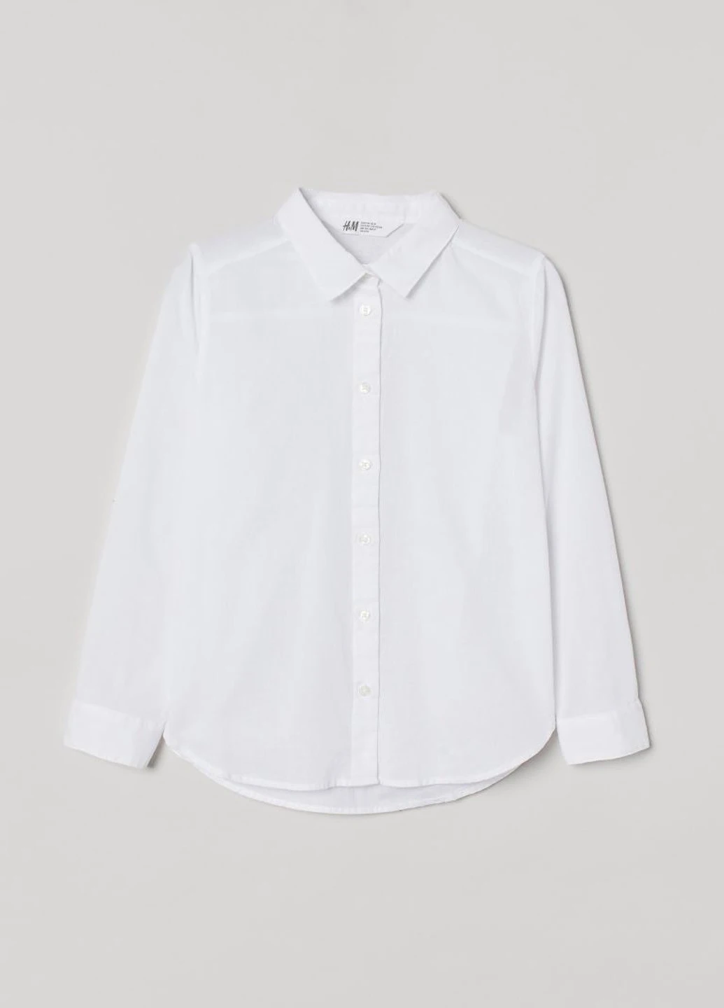 Белая кэжуал рубашка однотонная H&M