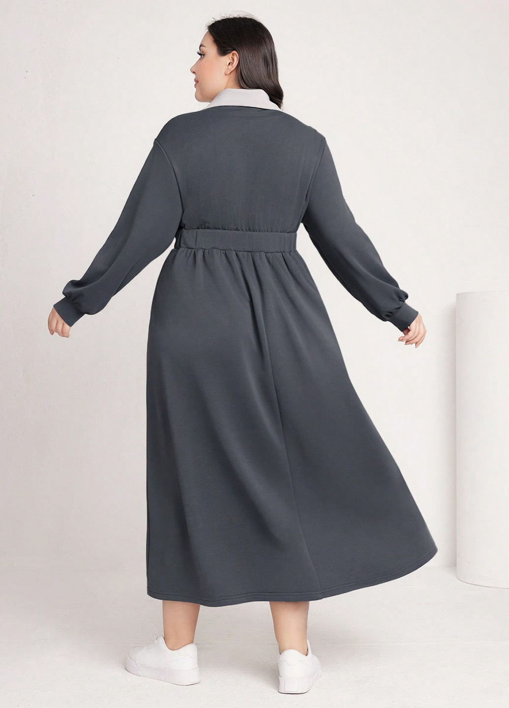 Темно-сіра кежуал сукня кльош SHEIN однотонна