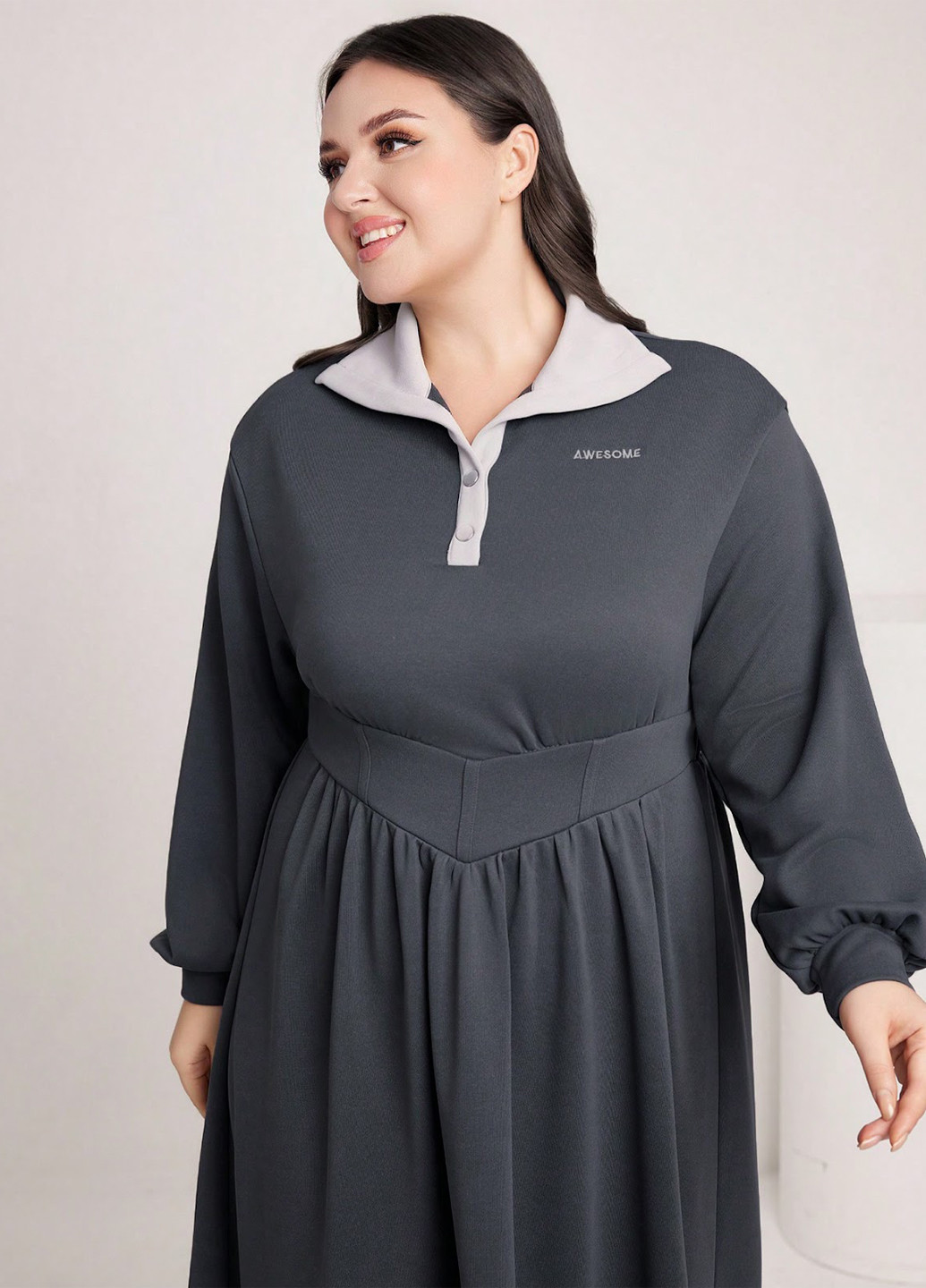Темно-сіра кежуал сукня кльош SHEIN однотонна
