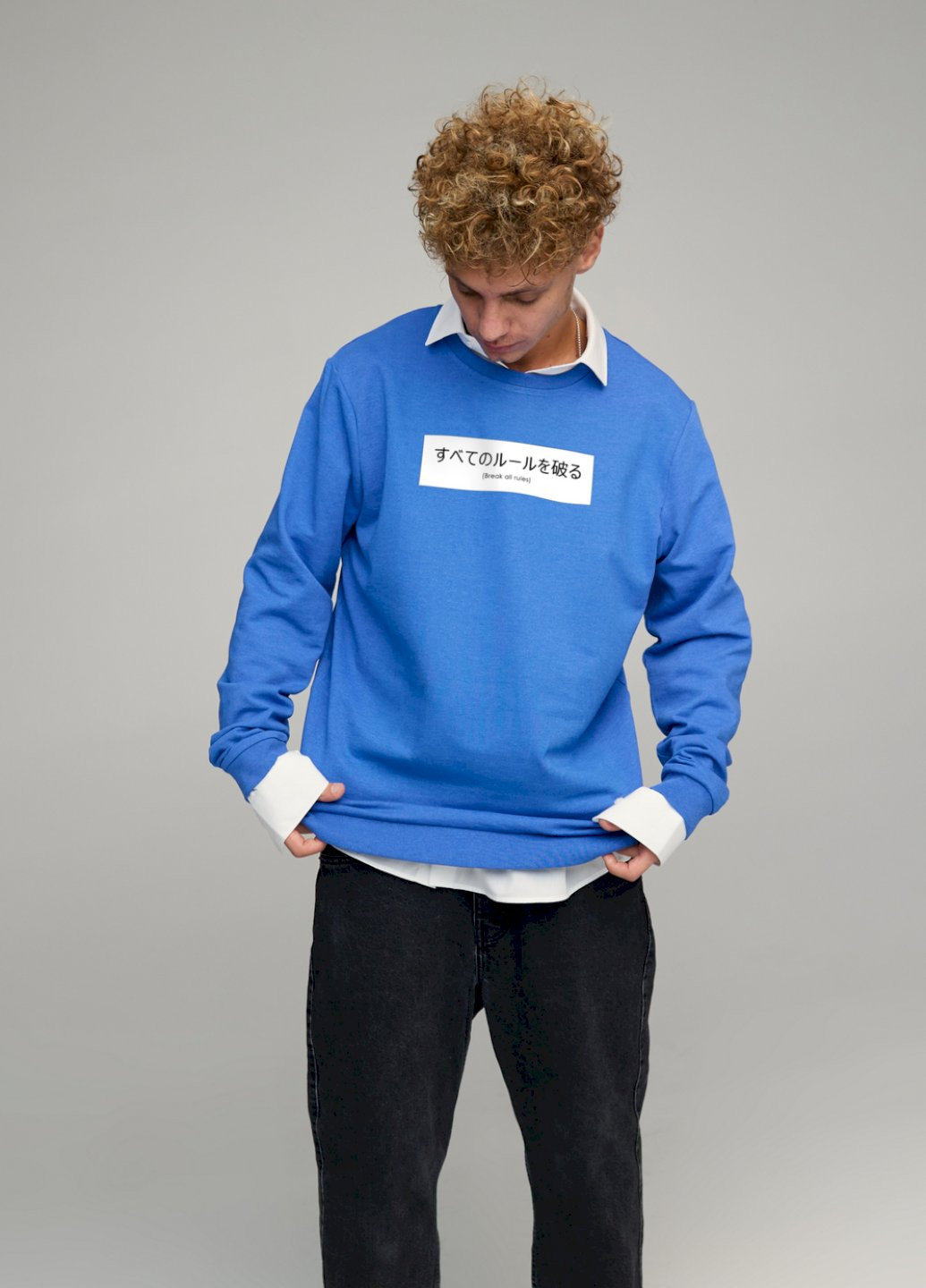 Блакитний світшот чоловічий oversize /no flis/ YAPPI (252386839)