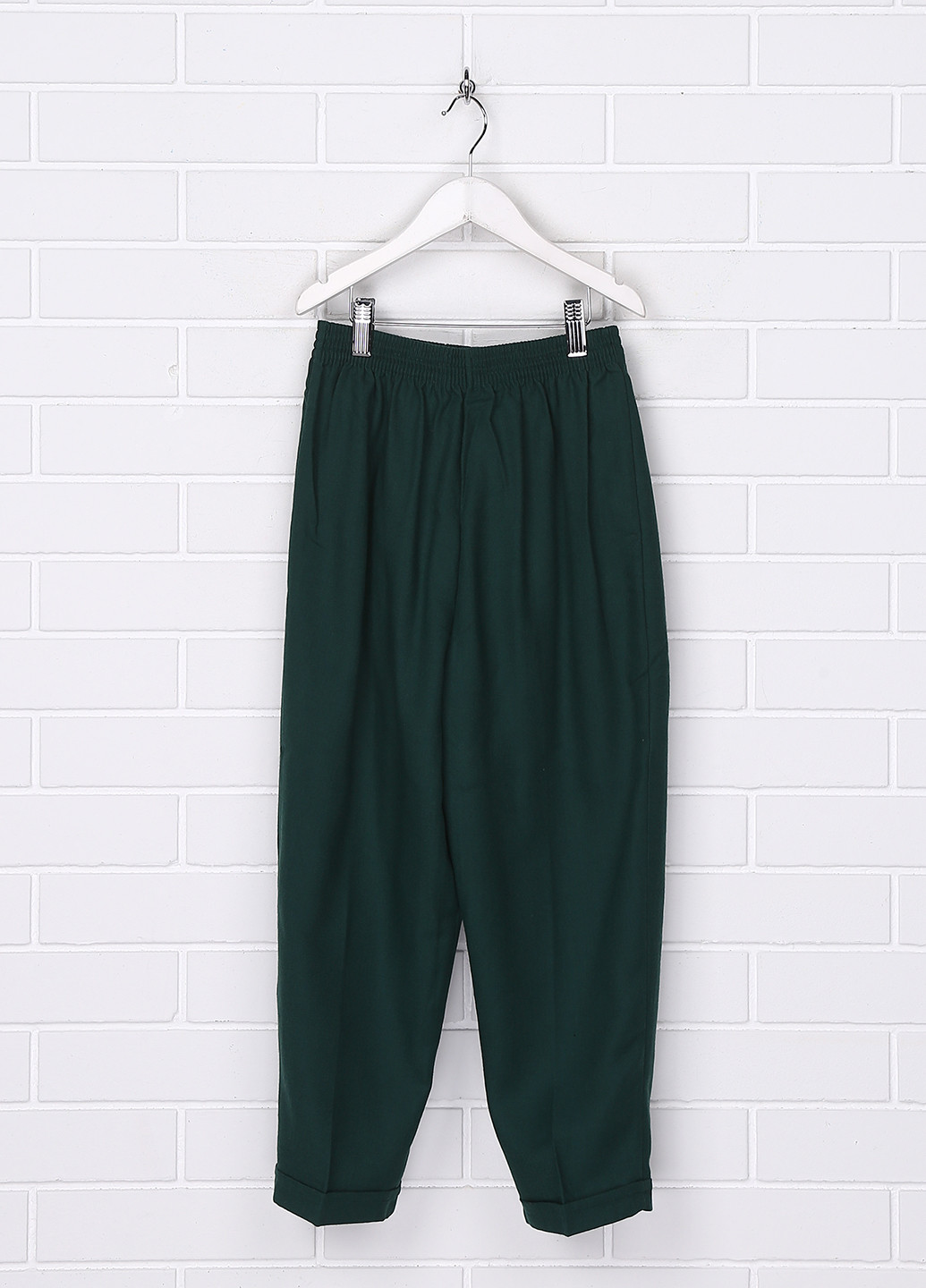 Темно-зеленые кэжуал демисезонные брюки прямые No Brand
