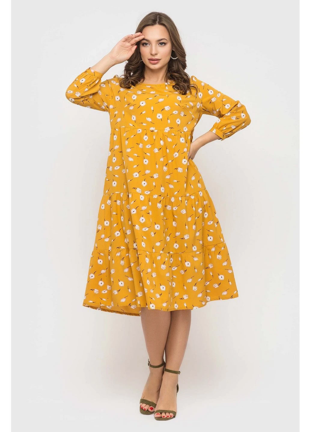 Желтое кэжуал платье тюльпан 52 желтое 111-29 BeART