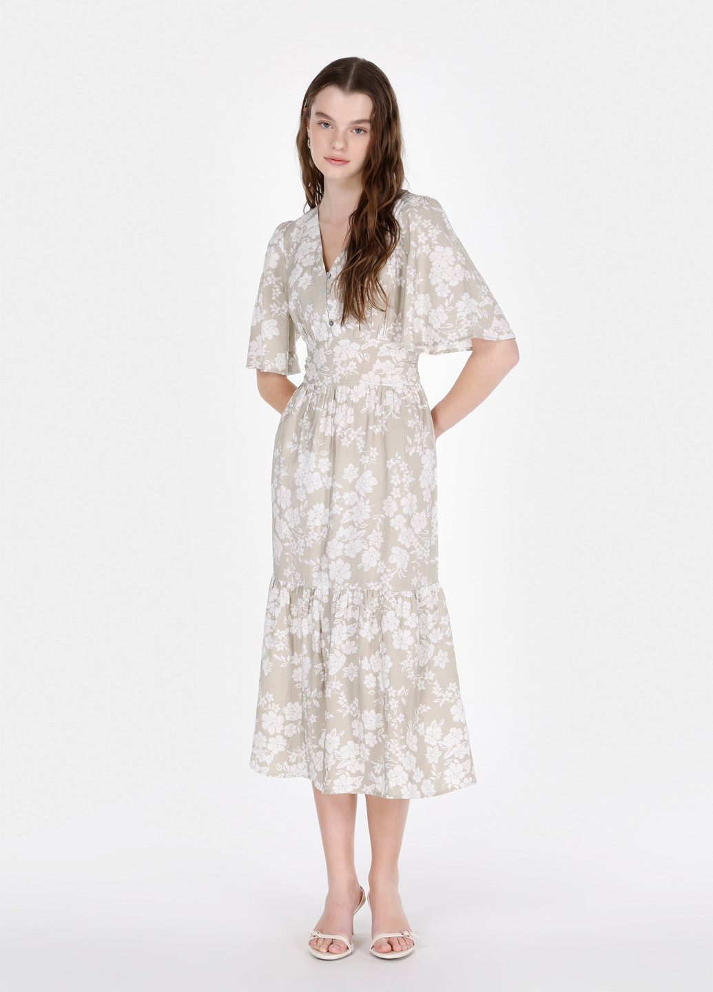 Світло-бежева кежуал сукня кльош Colin's з квітковим принтом