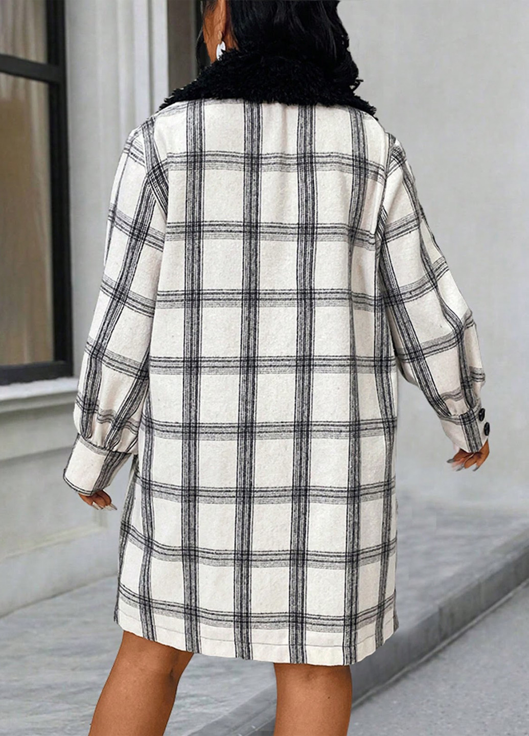 Комбіноване демісезонне Пальто двобортне SHEIN