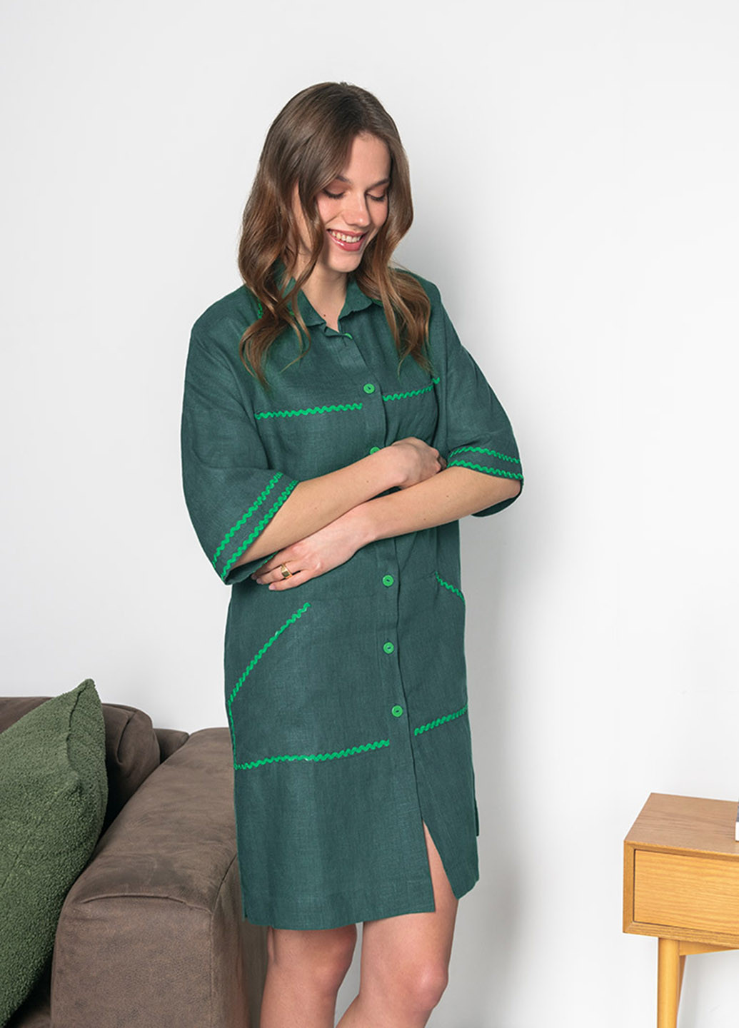 Зелена кежуал сукня сукня-сорочка Silence однотонна