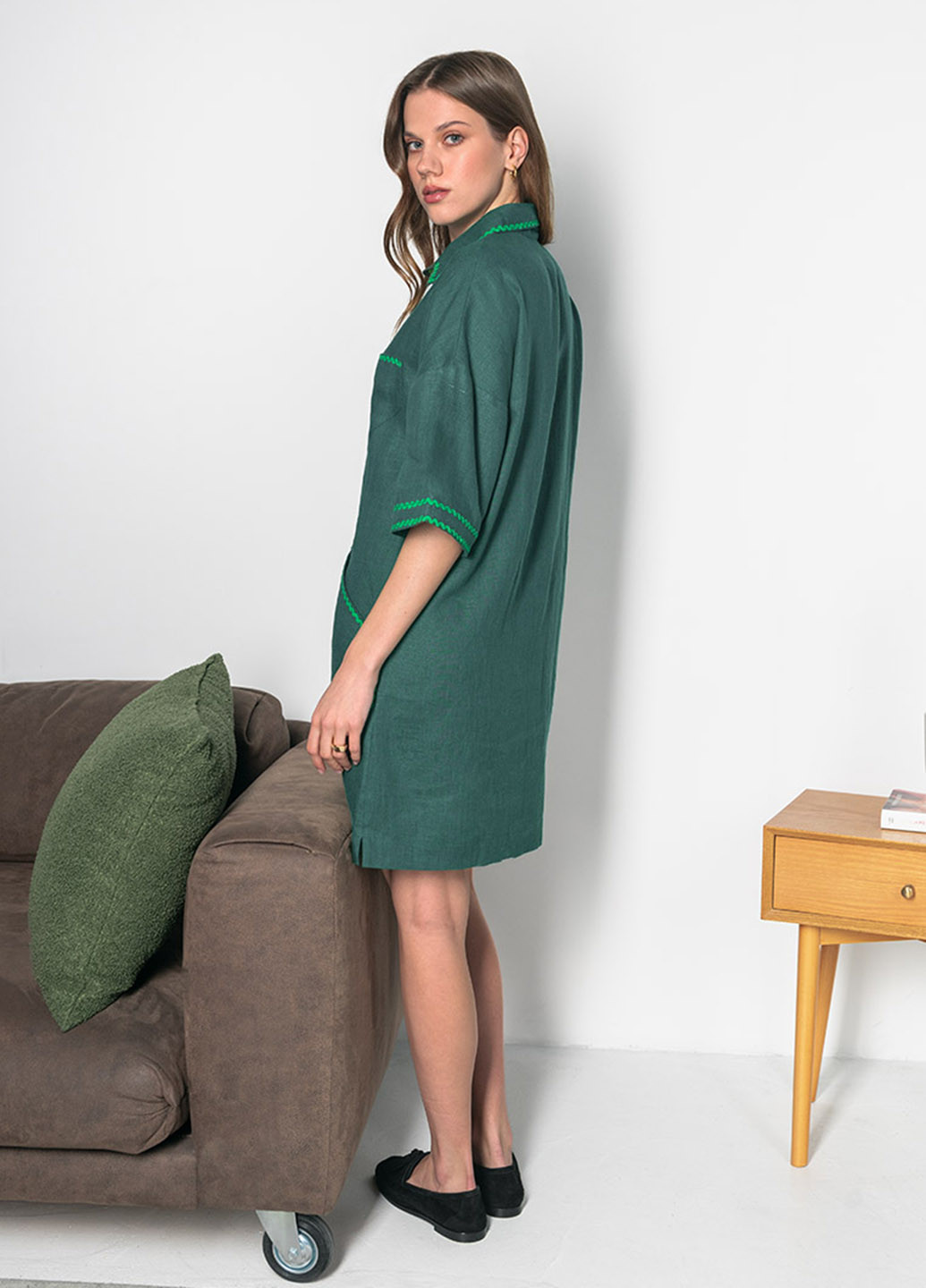 Зелена кежуал сукня сукня-сорочка Silence однотонна