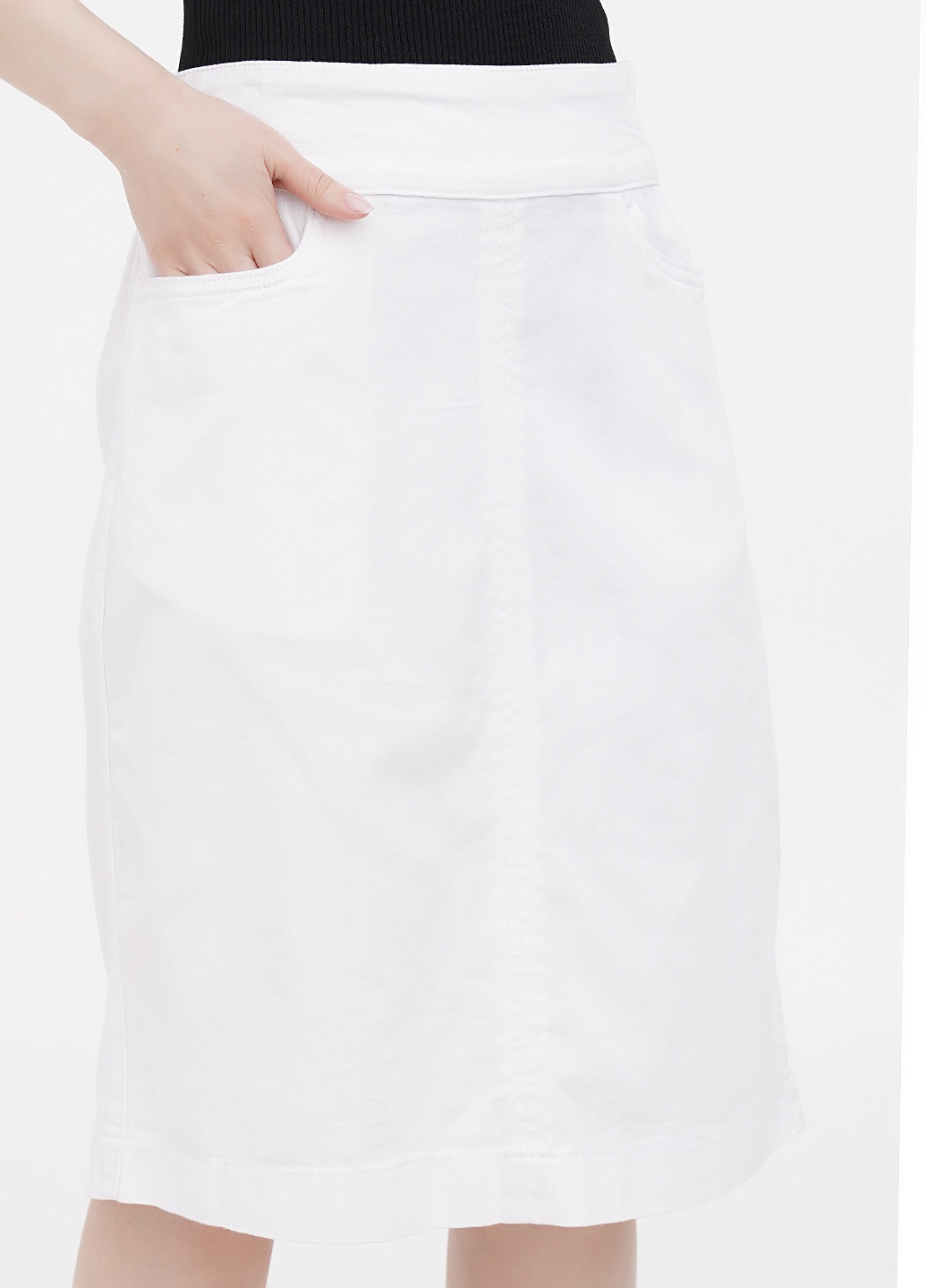 Белая джинсовая однотонная юбка Minus