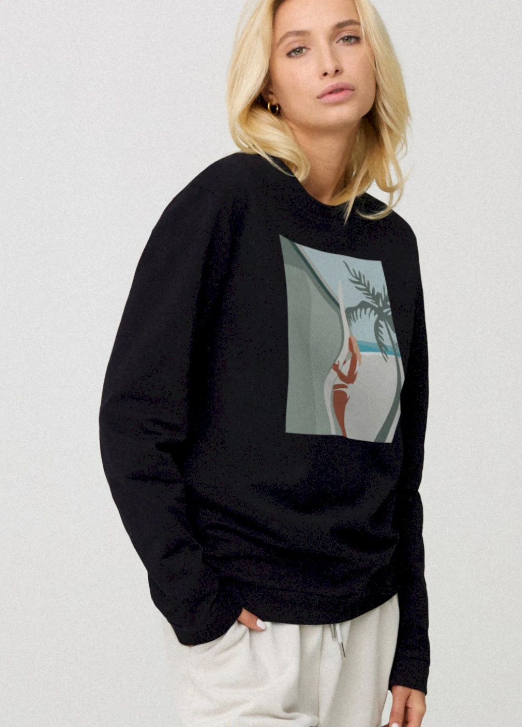 Черный світшот жіночий oversize /no flis/ YAPPI (254658682)